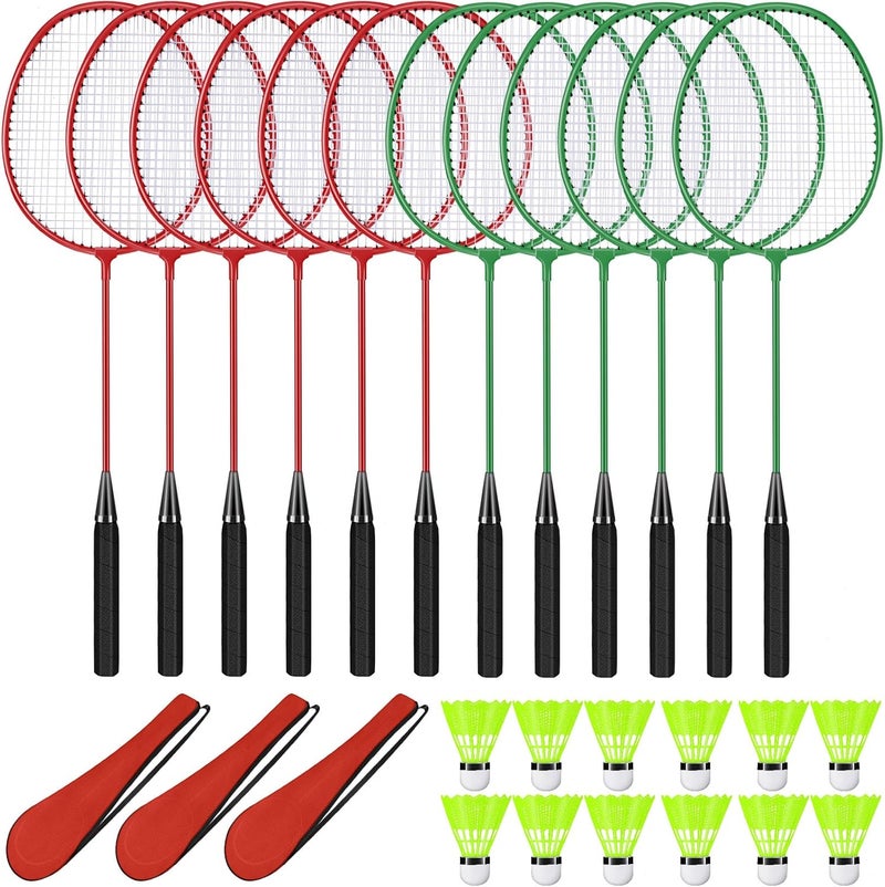 Chitidr 12 Pack Badminton Rackets Set Including Badminton Racquets, Nylon Shuttlecocks and Carry Bag for Outdoor Backyard Games Beginners - Image 1